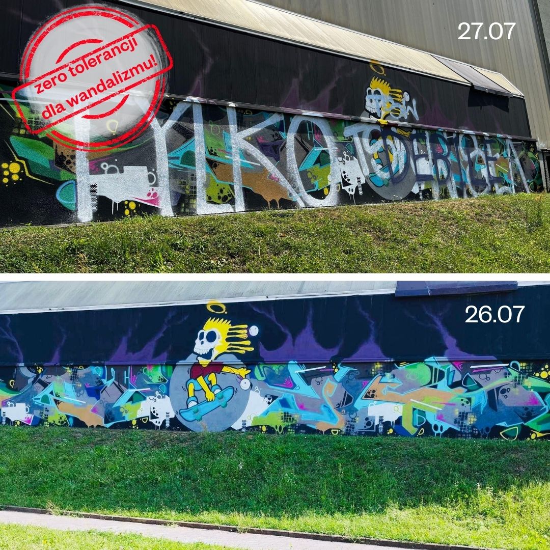 Mural na basenie przetrwał… kilkanaście godzin. Wandal dostał ultimatum